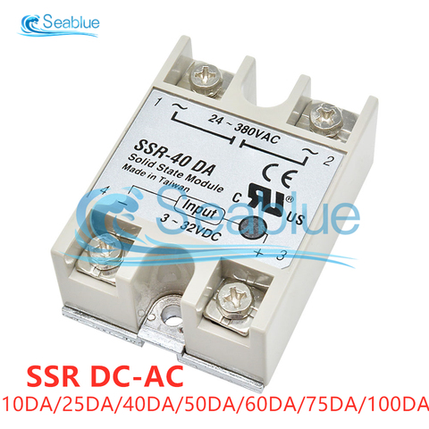 SSR-10DA/25DA/40DA/50DA/60DA/75DA/100DA Solid State Relay DC Control AC Single Phase Relay 10A 25A 40A 50A 60A 75A 100A ► Photo 1/6