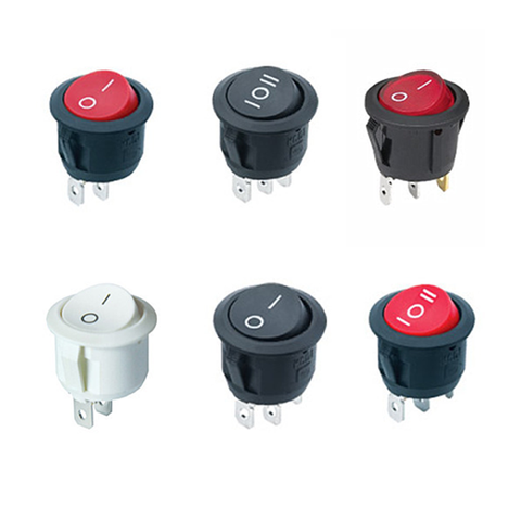 10pcs 16mm Diameter Small Round Boat Rocker Switches Power Switch  Black Mini Round Black White Red 2 Pin ON-OFF Rocker Switch ► Photo 1/4