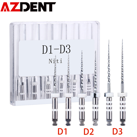 6pcs/pack AZDENT Dental Retreatment Engine Root Canal NiTi File D1-D3 ► Photo 1/6