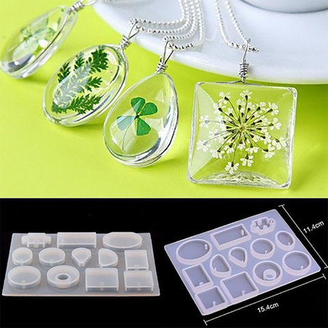 12pcs Silicone Casting Molds Necklace Pendant Resin Uv Resin Epoxy For Jewelry Making Mould Diy Hand Craft Crystal Glue ► Photo 1/6