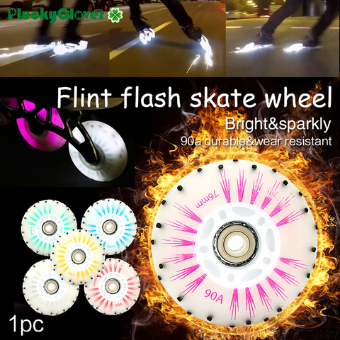 1pc Fire Stone Flash Roller Skate Wheel 72mm 76mm 80mm Flint Flash Spark Inline Roller Slalom Skates Luminous Wheels Led light ► Photo 1/6