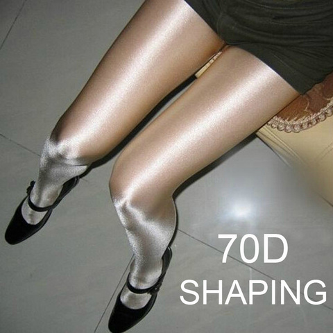 70D Women Sexy Oil Shiny Tights Satin Shape Stockings Sparkle Pantyhose Female Shaping Glossy Stockings Nightclub Dance Fitness ► Photo 1/6