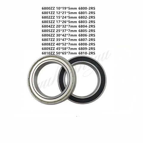 6800/6801/6802/6803/6804/6805/6806/6807/6808/6809/6810-2RS Thin Wall Metal Shielded Bearing Rubber Sealed Bearing Ball Bearings ► Photo 1/3