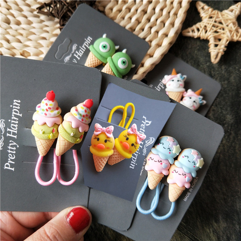 2PCS Cute New Cartoon Sweet Tube Princess Headwear Kids Elastic Hair Bands Children Ropes Girls Accessories Baby Headdress ► Photo 1/5