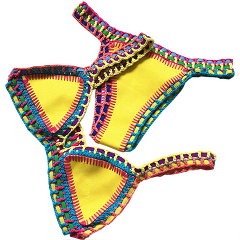 Women Bikini Set Reversible Swimwear Beachwear Sexy Low Waist Handmade Knit Swimsuit Female Bathing Suit Swimming Suit ► Photo 1/6