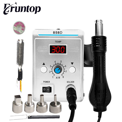 Lead-free SMD Soldering Station LED Digital Solder Iron Hot Air GUN Blowser Eruntop 858D 858D+ ► Photo 1/6