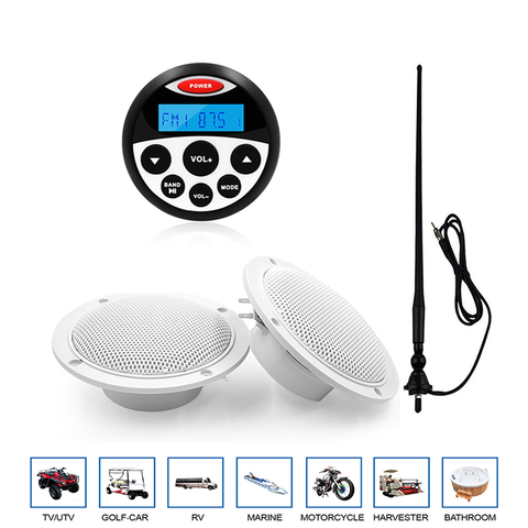 Waterproof Marine Audio Bluetooth Stereo FM AM Receiver MP3 Player+4