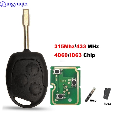 jingyuqin 3 Buttons Remote Key Fob 315Mhz 433MHz 4D60 ID63 Chip For Ford Mondeo Focus Fusion Fiesta Galaxy Transit Full Car Key ► Photo 1/3