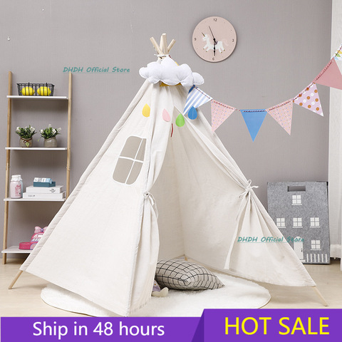 Children's Tent Teepee Tent For Kids Portable Tipi Infantil House For Children Cabana Kids Tents Decoration Carpet LED Lights ► Photo 1/6