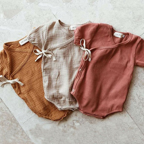 0-18M Kids Summer Short Sleeve Plain Romper Elegant Casual Cute lovely Girls Outfits Newborn Sunsuit Baby Boy Clothes ► Photo 1/6