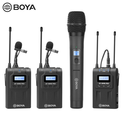 BOYA BY-WHM8 Pro Handheld Microphone UHF Wireless Unidirectional Dynamic Mic Transmitter for Stage Film ENG BY-WM8 Pro Receiver ► Photo 1/6