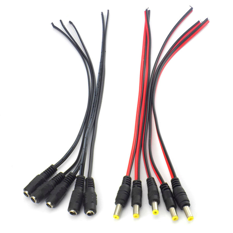 12V DC Connectors Male Female jack cable adapter plug power supply 26cm length 5.5 x 2.1mm for CCTV Camera ► Photo 1/5