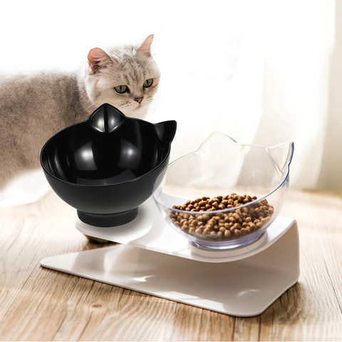 Non-slip Cat Bowls Double Bowls Raised Stand Protection Cervical Creative Transparent Cats Dogs Feeders Bowl Pet Supplies ► Photo 1/6