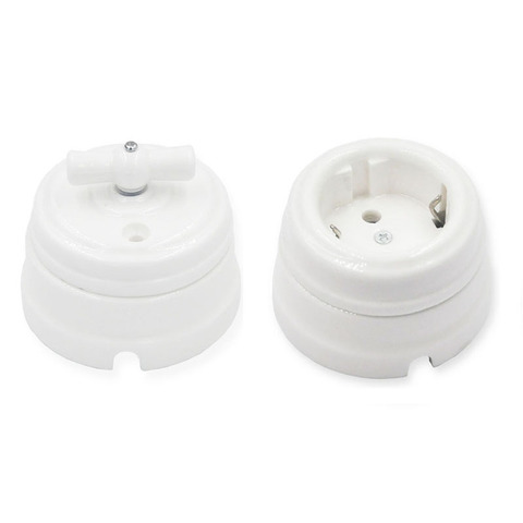 Set 1 Switch 1 Socket Home Improvement EU Standard Ceramic Wall Light Switch Power Socket ► Photo 1/5