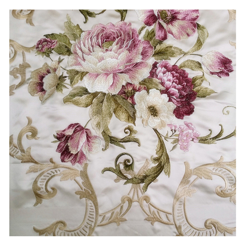 Luxurious Locational Embroideried Flower Silk Like Curtain Chair Cushion Pillow Decorative Fabrics 140 cm Width Sell by pair ► Photo 1/6