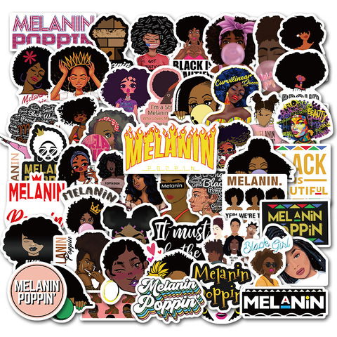 50PCS Fashion Inspirational Melanin Poppin Black Girl Sticker For DIY Luggage Laptop Skateboard Motorcycle Decal Stickers F4 ► Photo 1/6