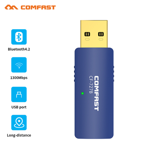 1300Mbps Wireless USB Wifi Bluetooth Adapter Dongle Dual Band 2.4G