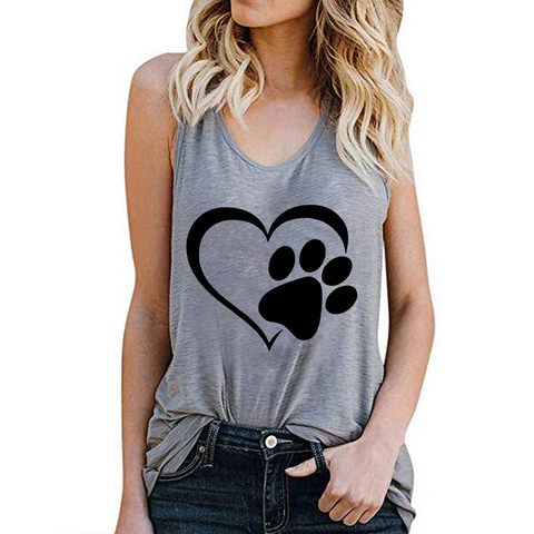 Women Vest Tank Tops CamisoleFashion Dog Paw Print Couple T-Shirts Streetwear Harajuku Casual Sleeveless Large Size 2022 Summer ► Photo 1/6