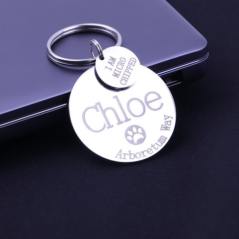 Buy Online Personalized Dog Laser Engraving I Am Microchipped Dog Name Stainless Steel Pet Id Dog Christmas Gift Alitools