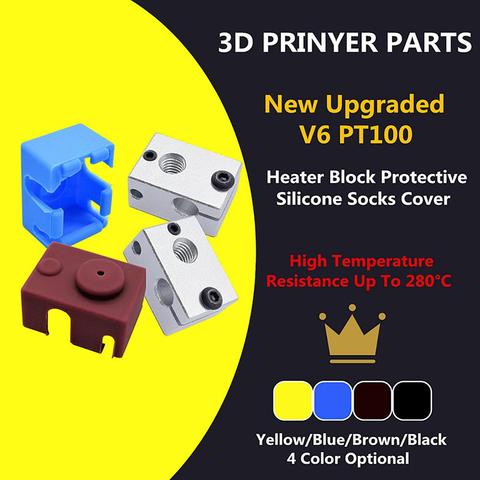 New Upgraded V6 Official Heater Block Protective Silicone Sock Insulation Cover For E3D V6 PT100 J-head Hot End 3D Printer Parts ► Photo 1/6