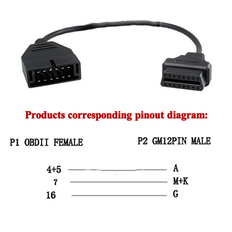 60cm OBD2 Extension For Daewoo 12 Pin OBD2 OBDII Male To 16 Pin Female Car Diagnostic Tool Adapter OBD2 Adapter Extension Cable ► Photo 1/6