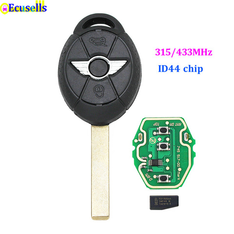 FULL Remote Key Fob 3 Button For BMW Mini Cooper 315MHZ / 433MHZ ID44 CHIP Uncut Blade ► Photo 1/6