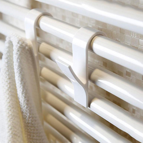 6pcs white Hook Heated Towel Rack Radiator Bracket Bathroom Hook Clothes Hanger Soft Scarf Rack Towel Rack Bathroom Hook Holder ► Photo 1/6