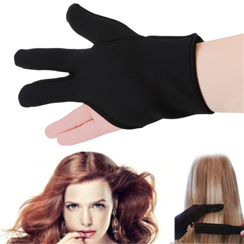 Black Heat Resistant Three Fingers Glove Hair Straightener Curling Hairdressing 3 Finger Gloves Hair Styling Tools ► Photo 1/6