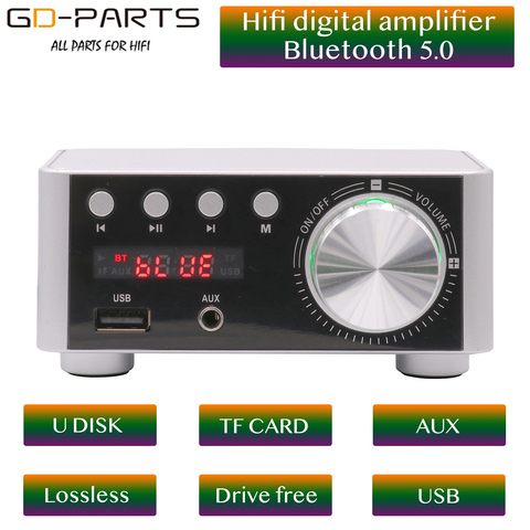Bluetooth 5.0 HiFi Audio Stereo Digital Power Amplifier TPA3116 Board 50Wx2 Desktop AMP AUX USB TF Card Player ► Photo 1/6