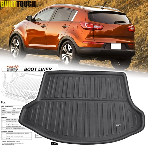 For KIA Sportage 2011 - 2015 Rear Trunk Liner Cargo Boot Mat Floor Tray Protector Carpet Mud Kick Pad 2012 2013 2014 R SL ► Photo 1/6