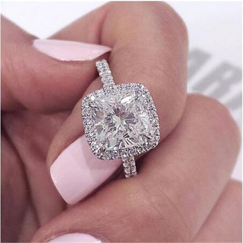 2022 Cushion cut 3ct Lab Diamond Ring 925 sterling silver Engagement Wedding band Rings for Women men Moissanite Party Jewelry ► Photo 1/3