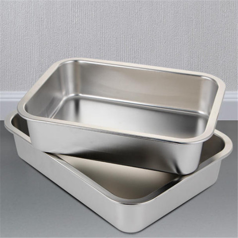 stainless steel plate tray rectangular square plate baking pot dish deep Japanese barbecue bbq cafeteria storage tray rotisserie ► Photo 1/6