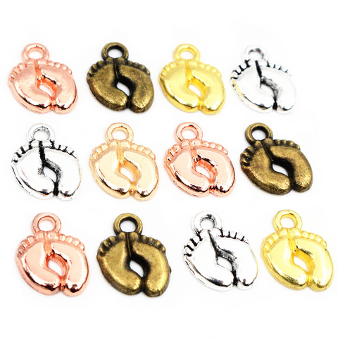 20pcs Charms feet foot 13x10mm Tibetan Silver Plated Gold Plated Bronze Pendants Antique Jewelry Making DIY Handmade Craft ► Photo 1/6