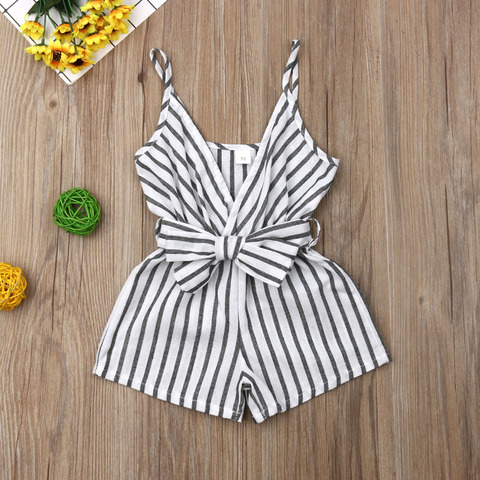 Emmababy Summer Newborn Baby Girl Clothes Sleeveless Striped Bowknot Strap Romper Jumpsuit One-Piece Outfit Sunsuit Clothes ► Photo 1/6