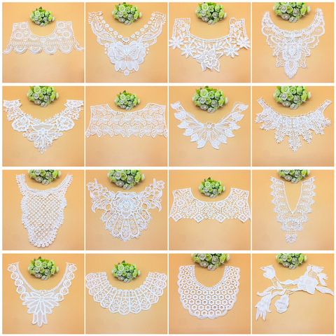 1pcs White Lace Fabric Collar Vintage Neckline Embroidered Trims Lace Applique Sewing Supplies Wedding Dress Accessories ► Photo 1/6