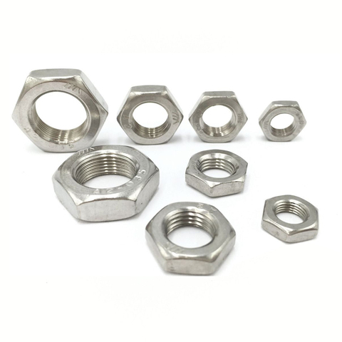 2/25pcs M2.5 M3 M4 M5 M6 M8 M10 M12 M14 M16 304 A2-70 Stainless Steel Flat Hex Hexagon Thin Nut Jam Nut DIN439 GB6172 ► Photo 1/5