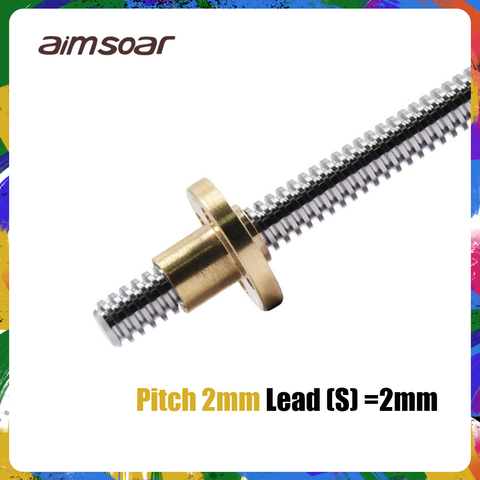 T8 Lead Screw OD 8mm Pitch 2mm Lead 2mm 100mm 150mm 200mm 250mm 300mm 330mm 350mm 400mm 500mm with Brass Nut for Reprap 3D Print ► Photo 1/6