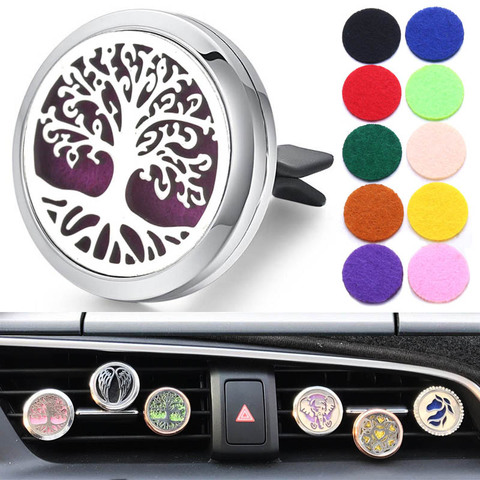 30mm Tree of Life Stainless Steel Car Air Freshener Perfume Essential Oil Diffuser Locket Random Send 1pcs Oil Pads as Gift 4579 ► Photo 1/6