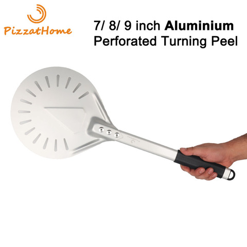 PizzAtHome 7/ 8/ 9 Inch Perforated Pizza Turning Peel Pizza Shovel Aluminum Pizza Peel Paddle Short Pizza Tool Non-Slip Handle ► Photo 1/6