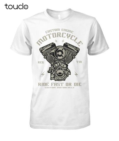 Funny Casual Short Sleeve Tshirts Biker Tshirt Custom Engine Motorcycle Ride Fast or Die Mans Womens Unisex Shirt T-shirt ► Photo 1/4