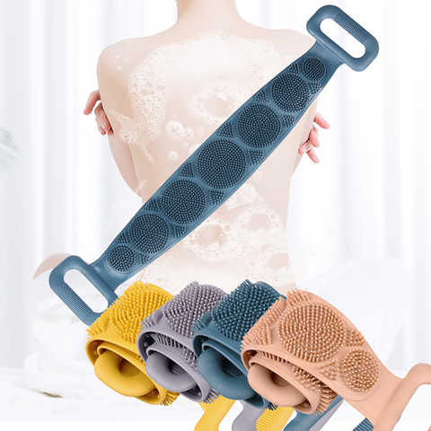 1pc Silicone Shower Brush Soft Exfoliating Back Scrubber Bath Belt Body Cleaning Brushes Strap Massage Towel Body Skin Cleaner ► Photo 1/6