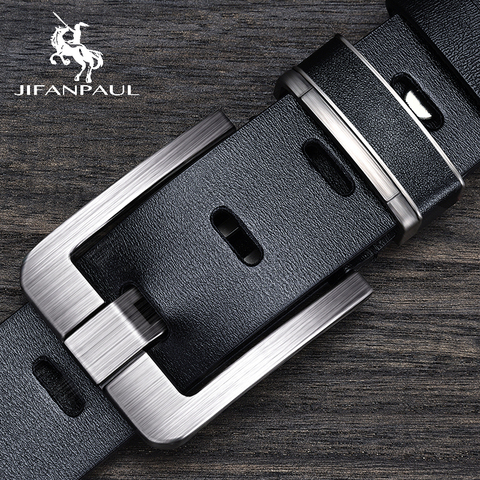 JIFANPAUL Genuine Leather men belts Fashion alloy belts Buckle luxury brand jeans belts for men business belt male ► Photo 1/6