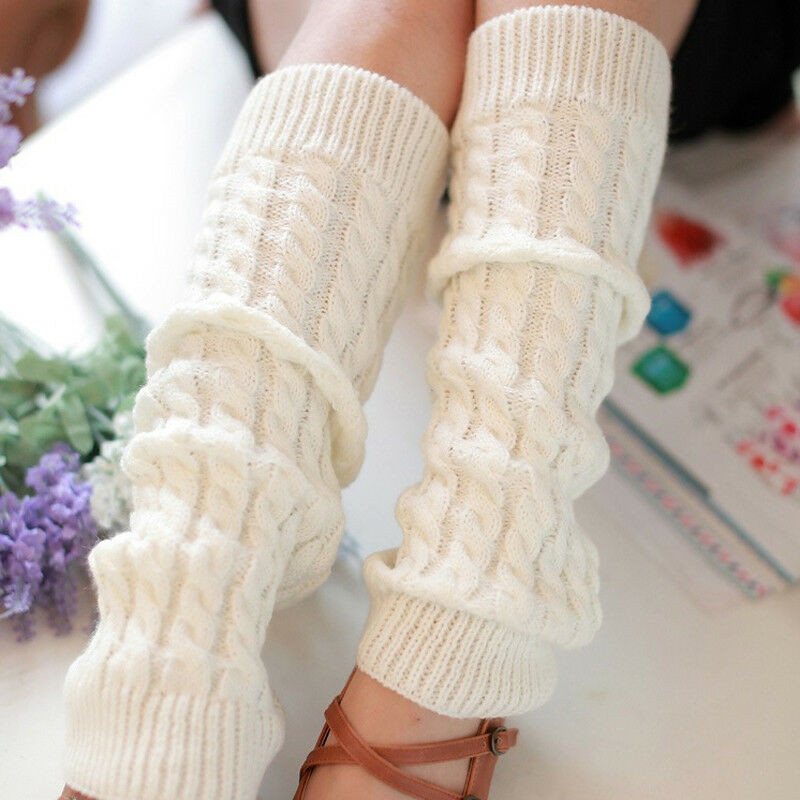 Women High Knee Winter Warm Knit Crochet Leg Warmers Leggings Slouch Boot Socks