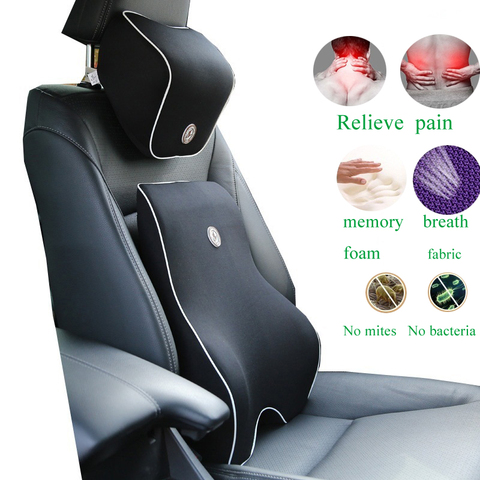 Orthopedic Memory Foam Lumbar Back Support Cushion & Headrest