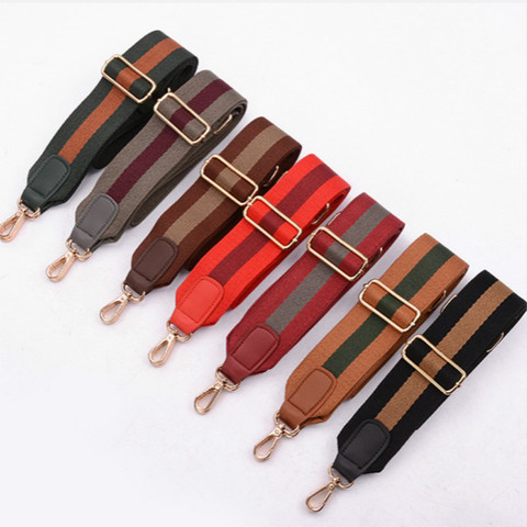 New 5cm Wide Bag Strap Canvas Cotton Fabric Shoulder Strap Belt Chromatic Stripe Diy Bag Accessories Adjustable 140~88 ► Photo 1/5