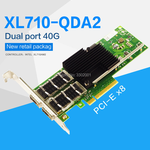 XL710-QDA2-QSFP+ 40G Dual Port PCIe3.0 X8 Network Card with Intel X710BM2/AM2 Chipet ► Photo 1/4