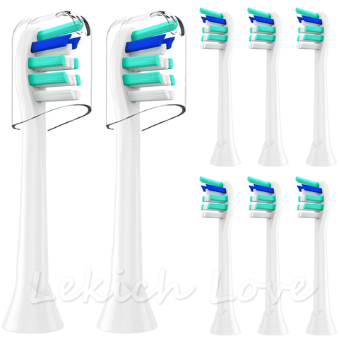 8Pcs Toothbrush Heads with 2Pcs Reusable Protective Covers for Philips Sonicare Heads Fit for Philips Diamond Clean 2 Series ► Photo 1/1