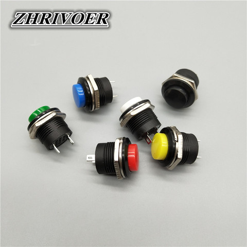 6Pcs 16mm R13-507 Momentary Push Button Switch 2Pin 6A/125V ► Photo 1/6