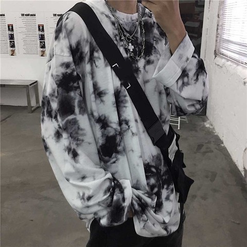 Vintage Hip Hops Korean Style Women's Tie Dye Printed T-shirts Oversized M-3XL Loose Long Sleeve Tee Tops WDC5904 ► Photo 1/4