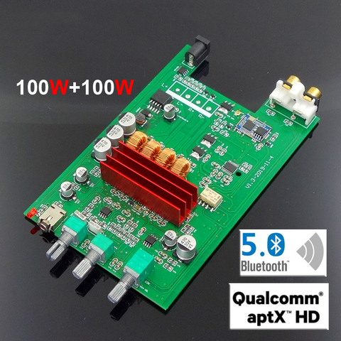 100W+100W Bluetooth 5.0 APTX-HD TPA3116D2 Power Amplifier Board 2.0 TPA3116 PCM5102A DAC Audio NE5532 Equalizer Class D Amp ► Photo 1/6